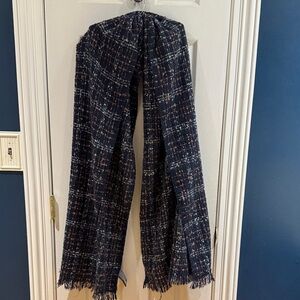 Vince Camuto Navy and White Plaid Scarf